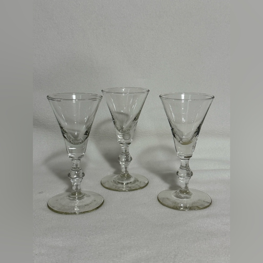 MCM Set of 3 Cordials/Mini Champagne Tasting Flutes Shot Glasses Clear Glass 5”